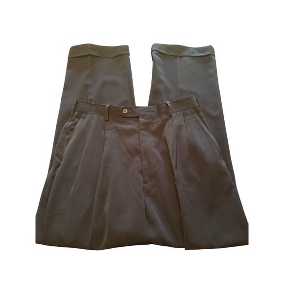 GUC Maltos Men's Navy Blue Dress Pants Pleats Cuffs Fashion Size 34 x 32 - Picture 2 of 5